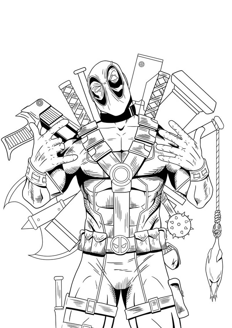 Deadpool coloring pages to download and print for free
