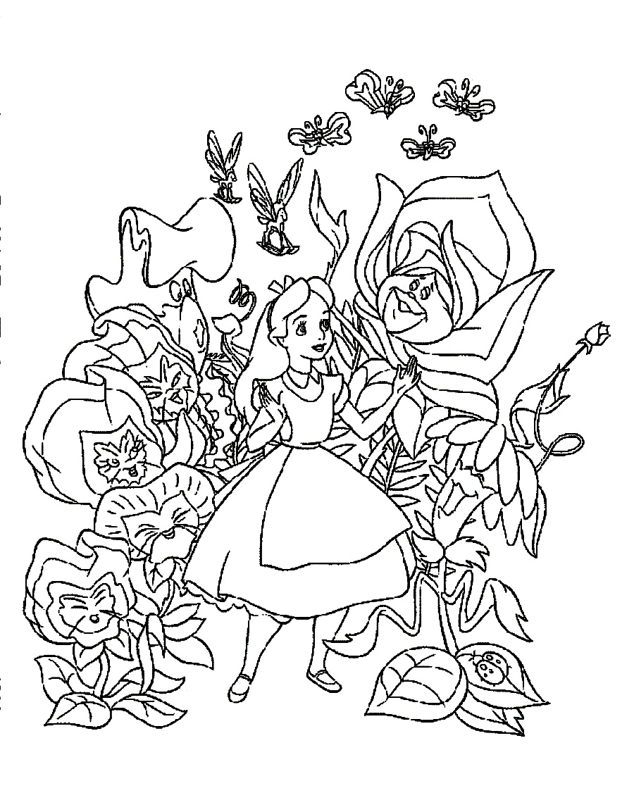 Alice in wonderland coloring pages to download and print for free