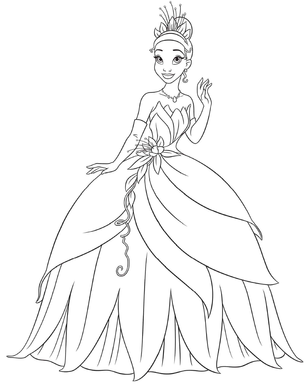 Princess tiana coloring pages download and print for free