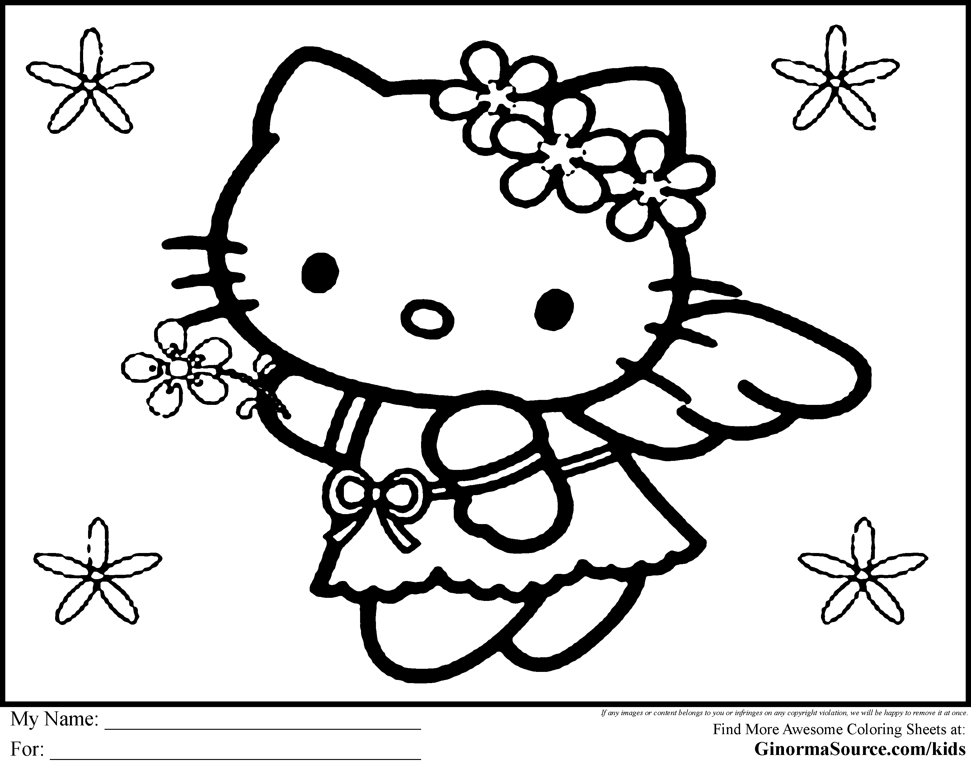 images of hello kitty coloring pages - photo #8