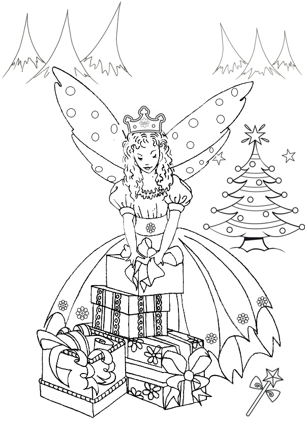 Christmas fairy coloring pages download and print for free