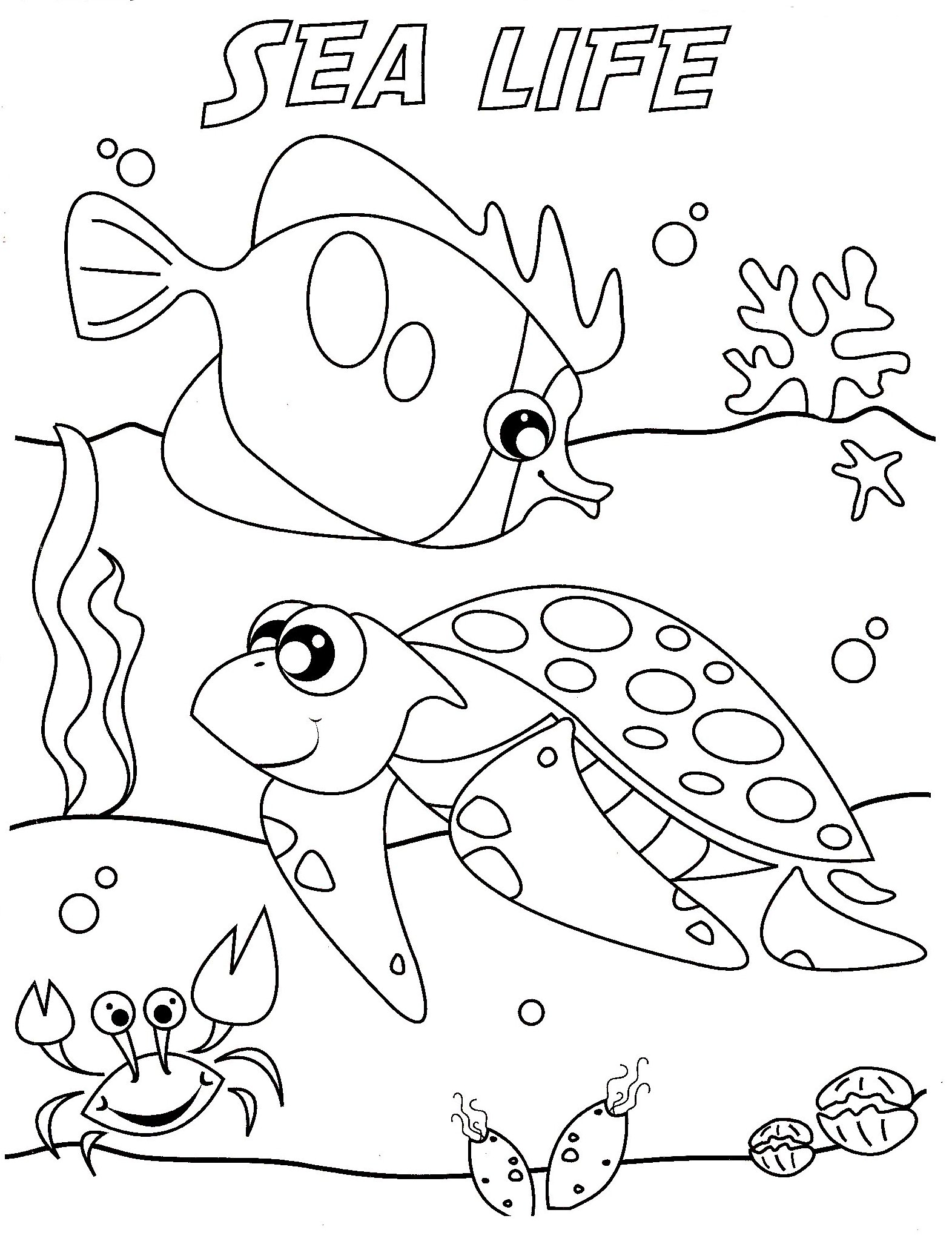 Sea Life Coloring Pages / Free Under the Sea Coloring Pages to print
