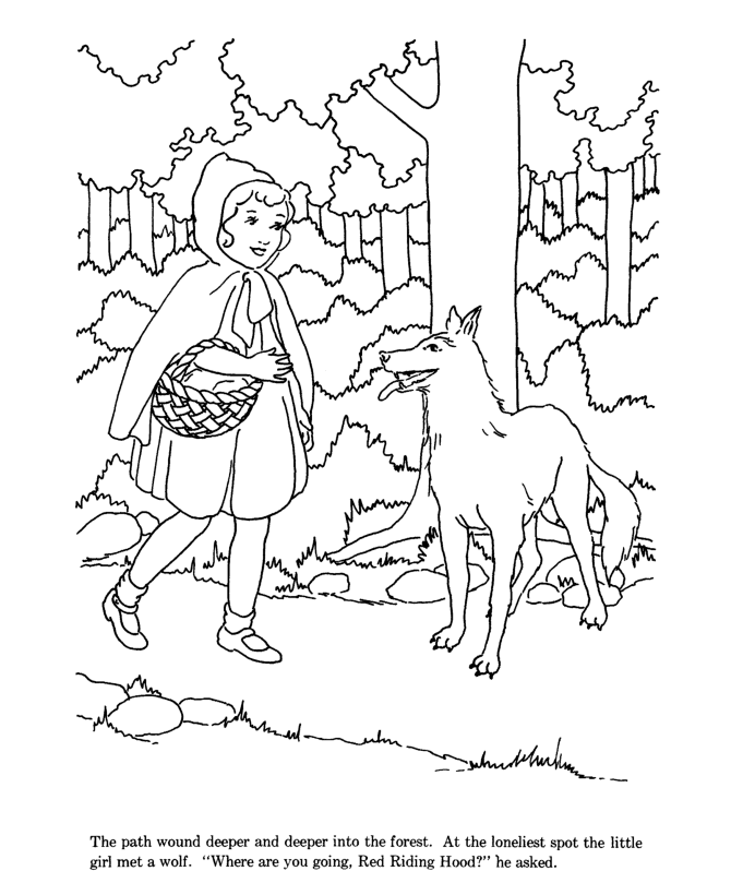Little red riding hood coloring pages to download and