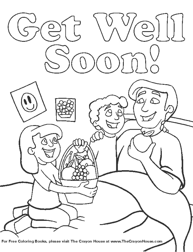 Get Well Soon Coloring Cards Printable Sketch Coloring Page