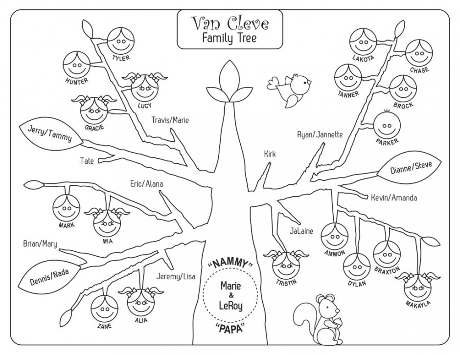 Family trees coloring pages download and print for free