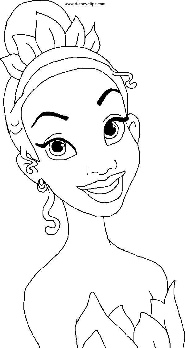 coloring tiana princess disney frog printable outline drawing sheets hair african american drawings face games books colouring barbie natural disneyclips