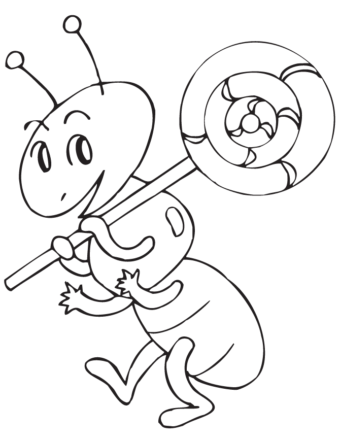 ant coloring lollipop cute clipart ants cartoon clip cliparts colouring library animals holding