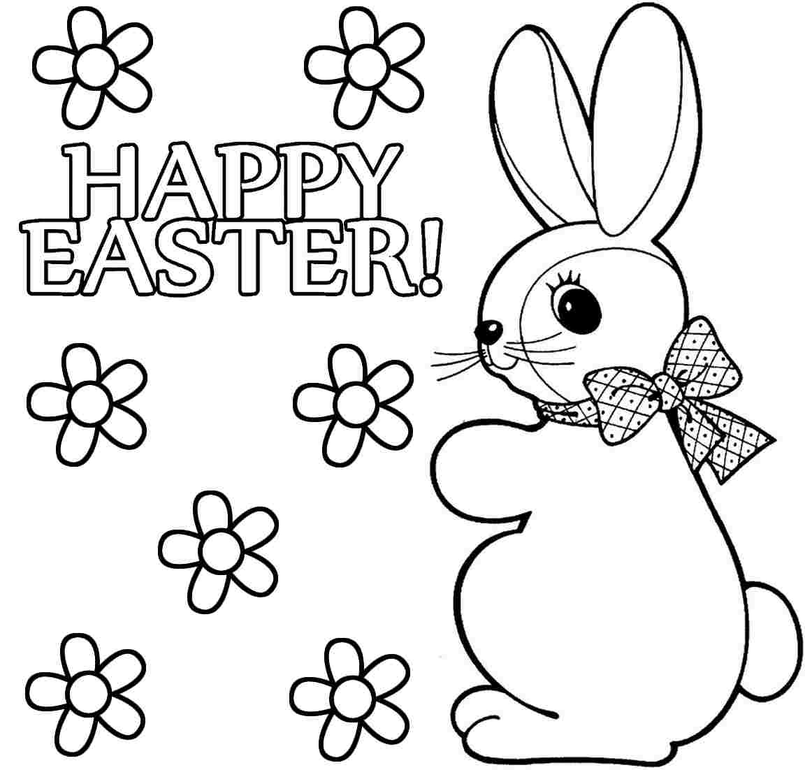 Celebrate spring with bunny coloring page