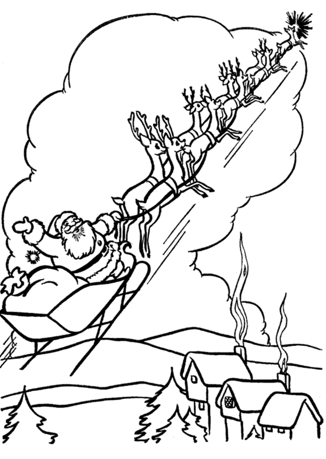 Santa in sleigh coloring pages download and print for free