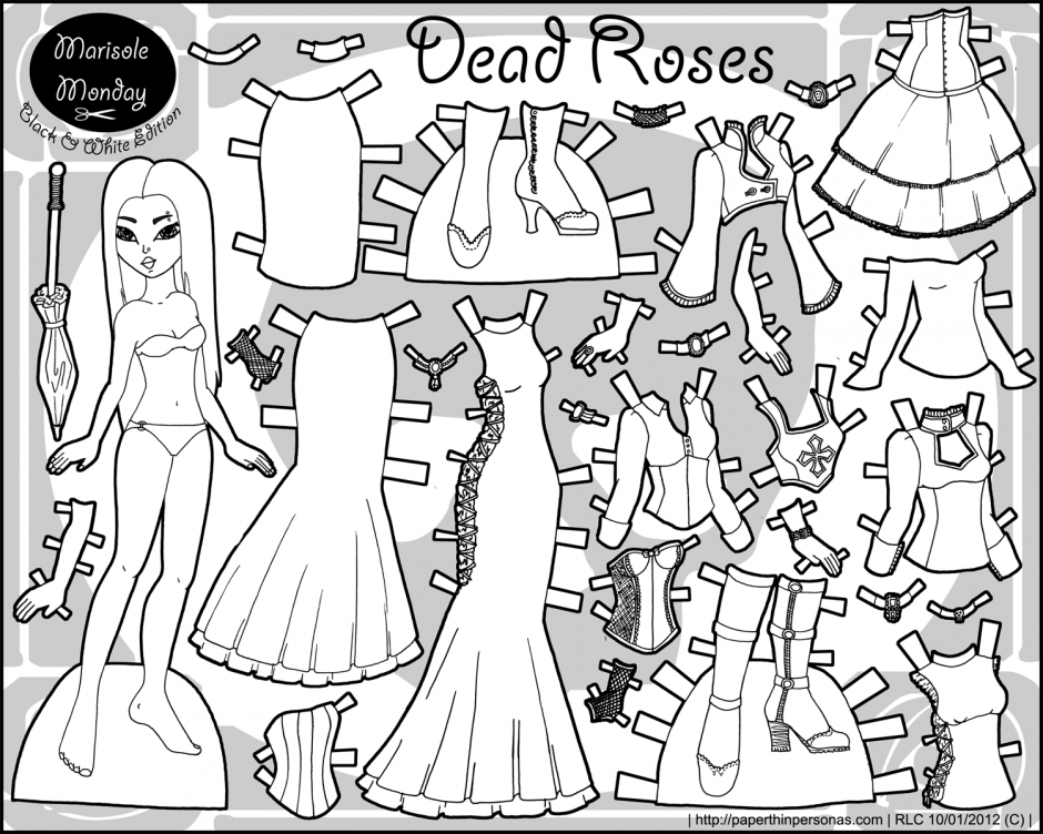 Paper doll coloring pages to download and print for free