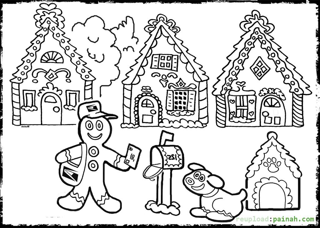 Gingerbread house coloring pages to download and print for ...