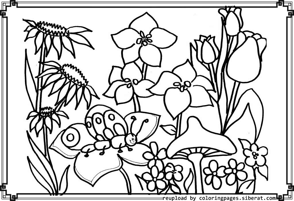 Flower garden coloring pages to download and print for free