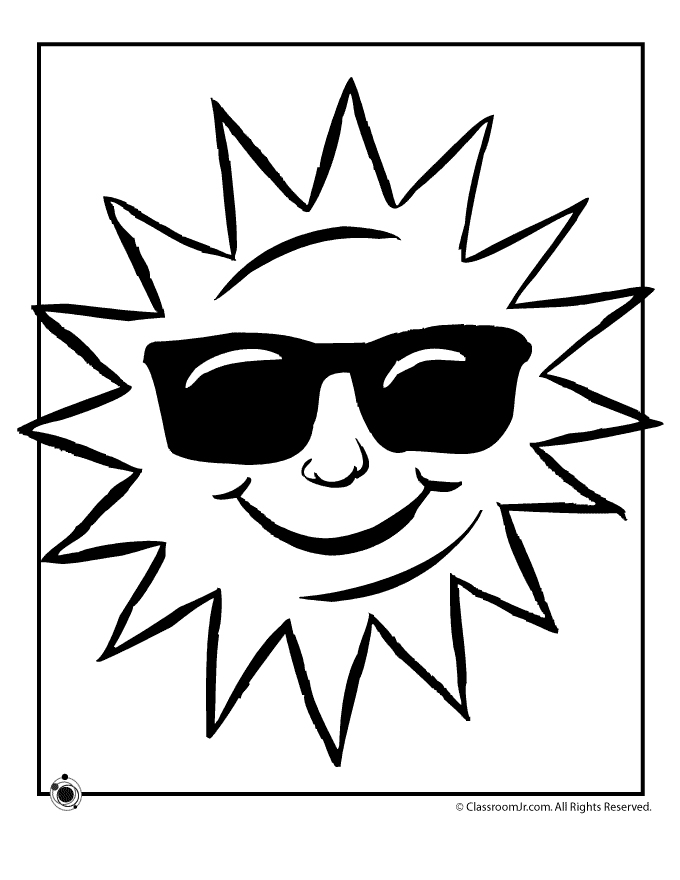 coloring sun weather summer sunglasses clipart line water season library coloringtop