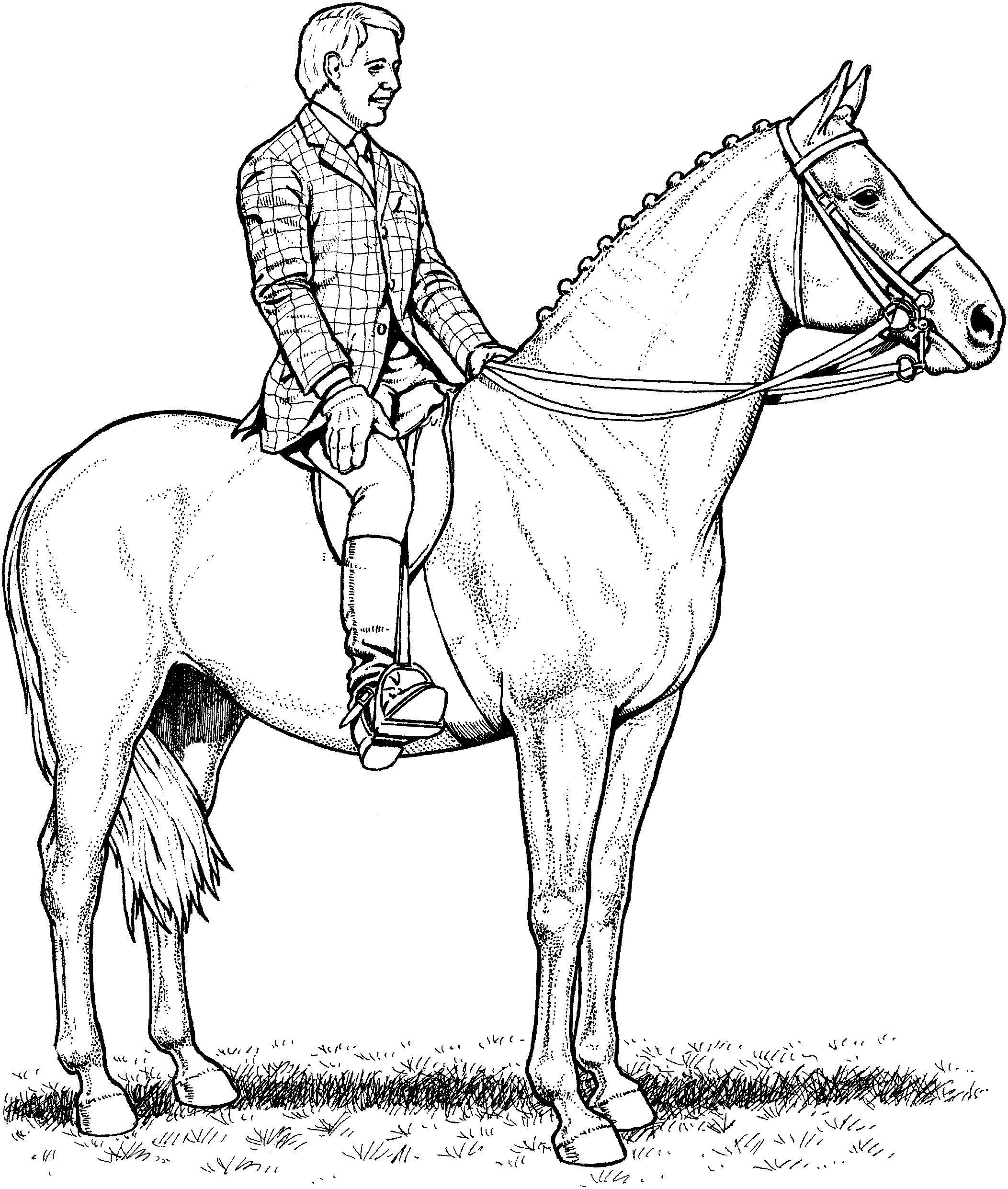 Horse riding coloring pages