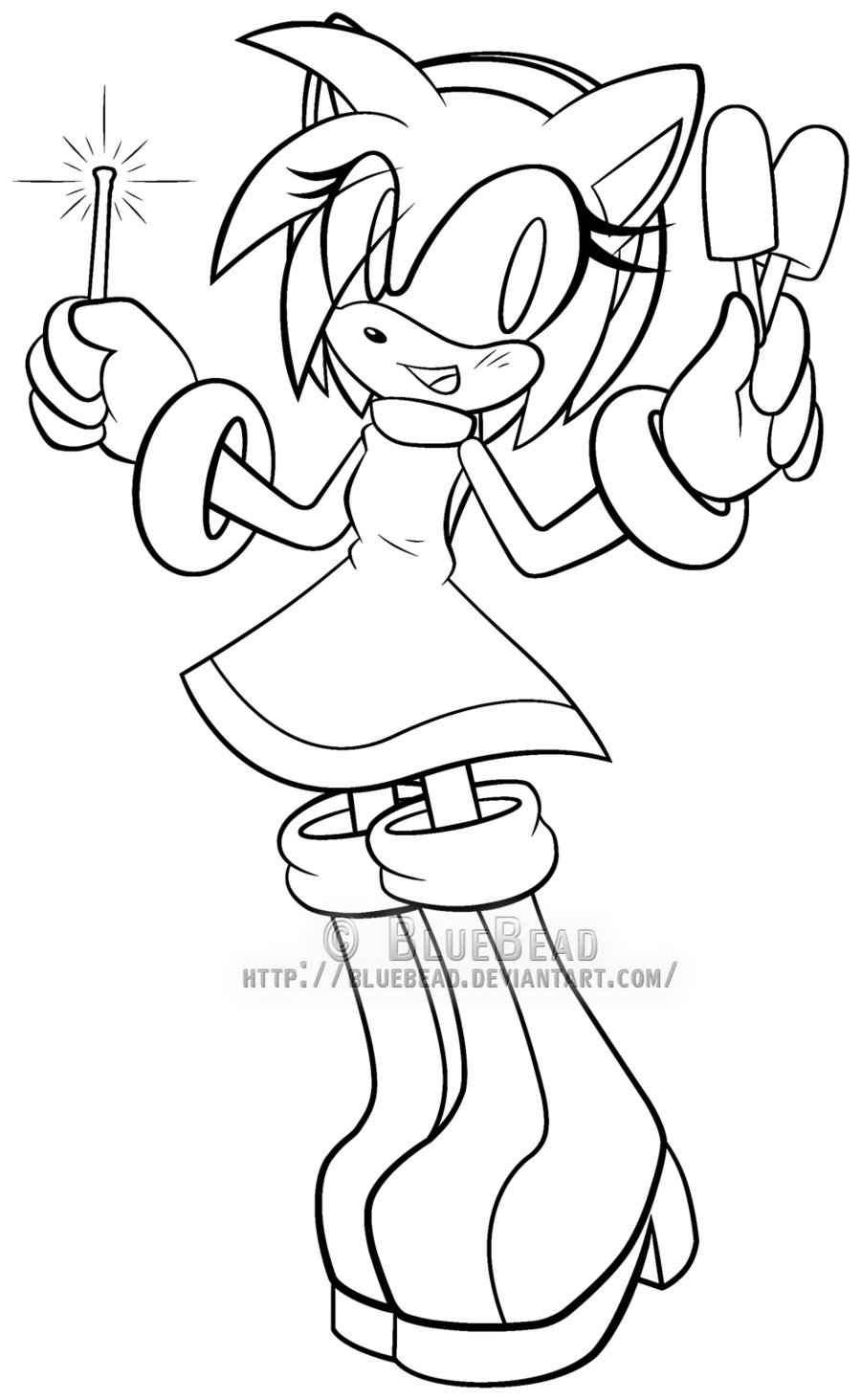 amy rose coloring line bluebead lineart library clipart deviantart coraline drawings