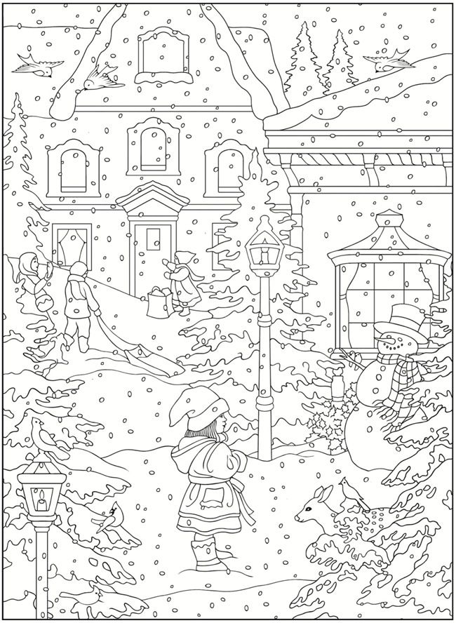 Village scene coloring pages download and print for free