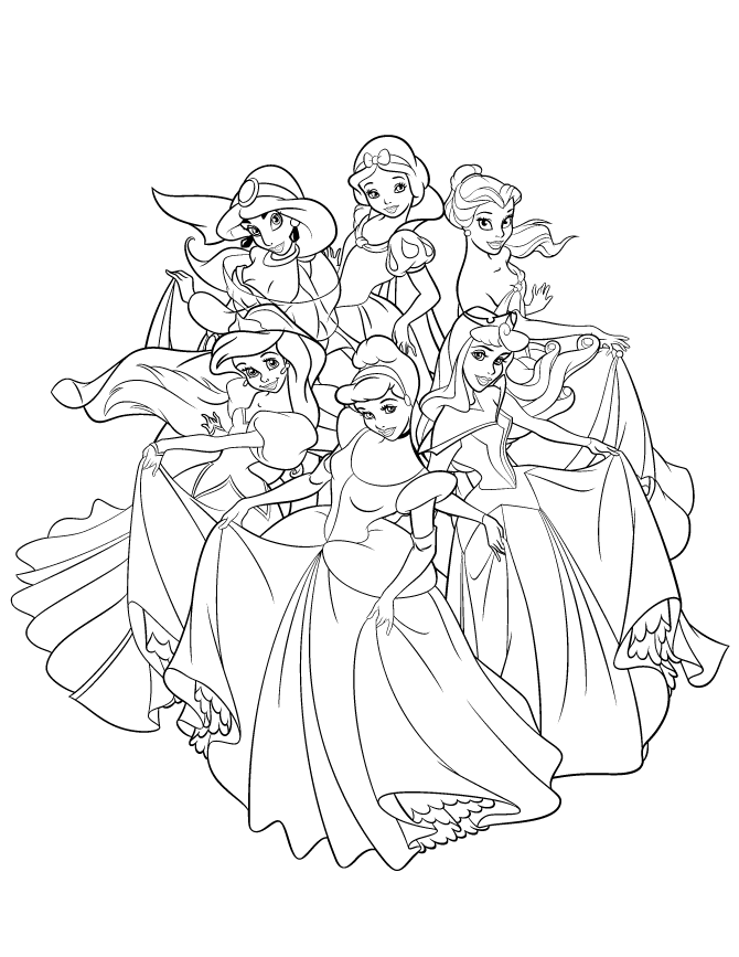 Disney princess coloring pages to print to download and