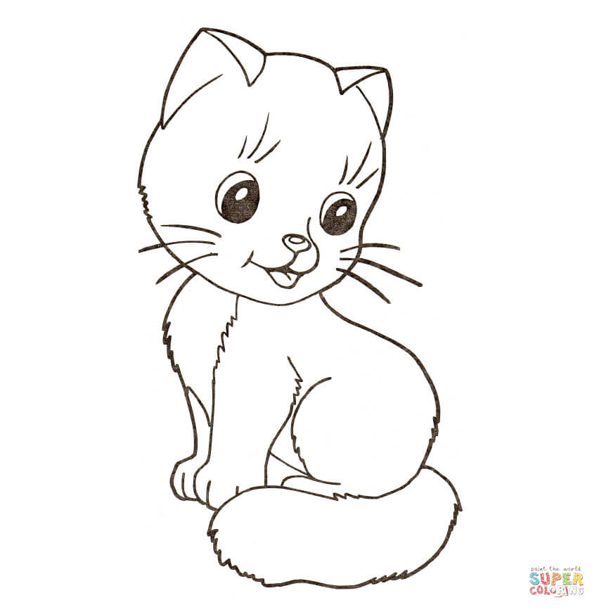 Cute kitten coloring pages to download and print for free