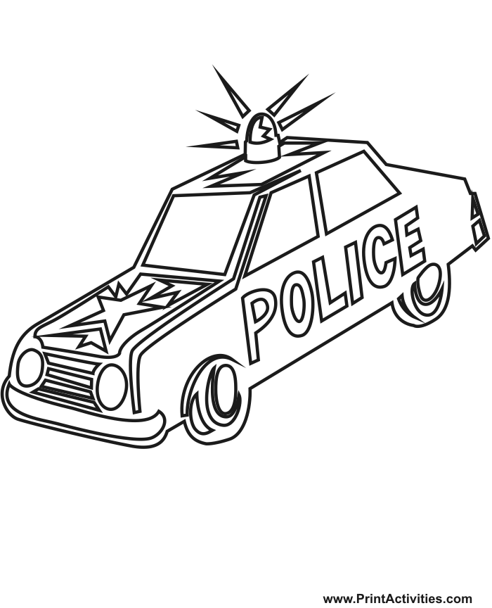 Police car coloring pages to download and print for free