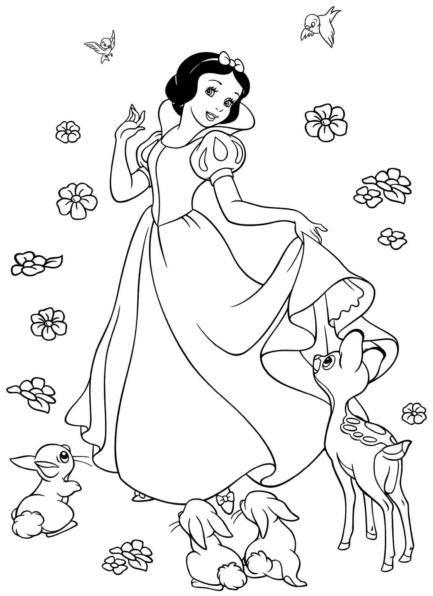 Snow white coloring pages to download and print for free