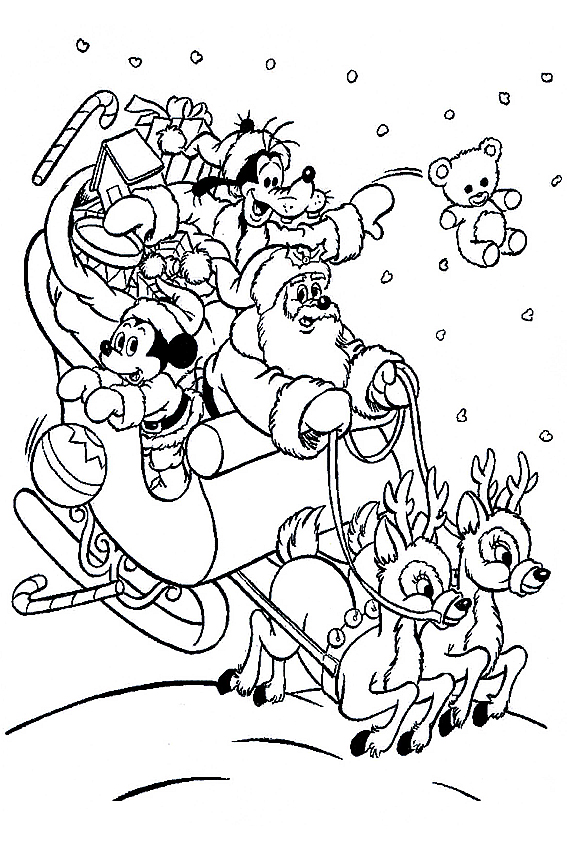 Mickey mouse christmas coloring pages to download and