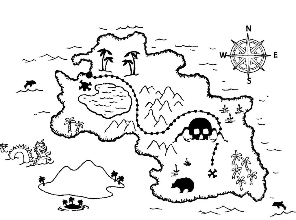 Treasure map coloring pages to download and print for free