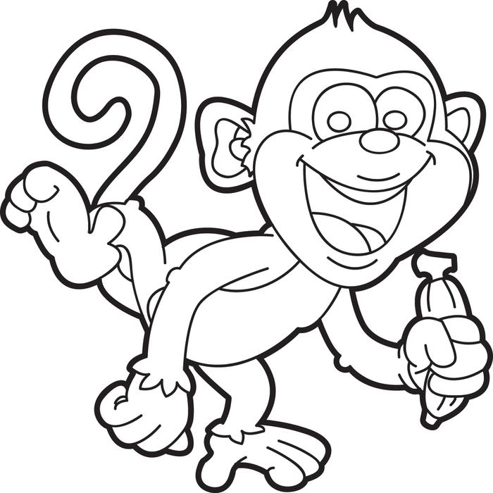 Cute monkey coloring pages to download and print for free