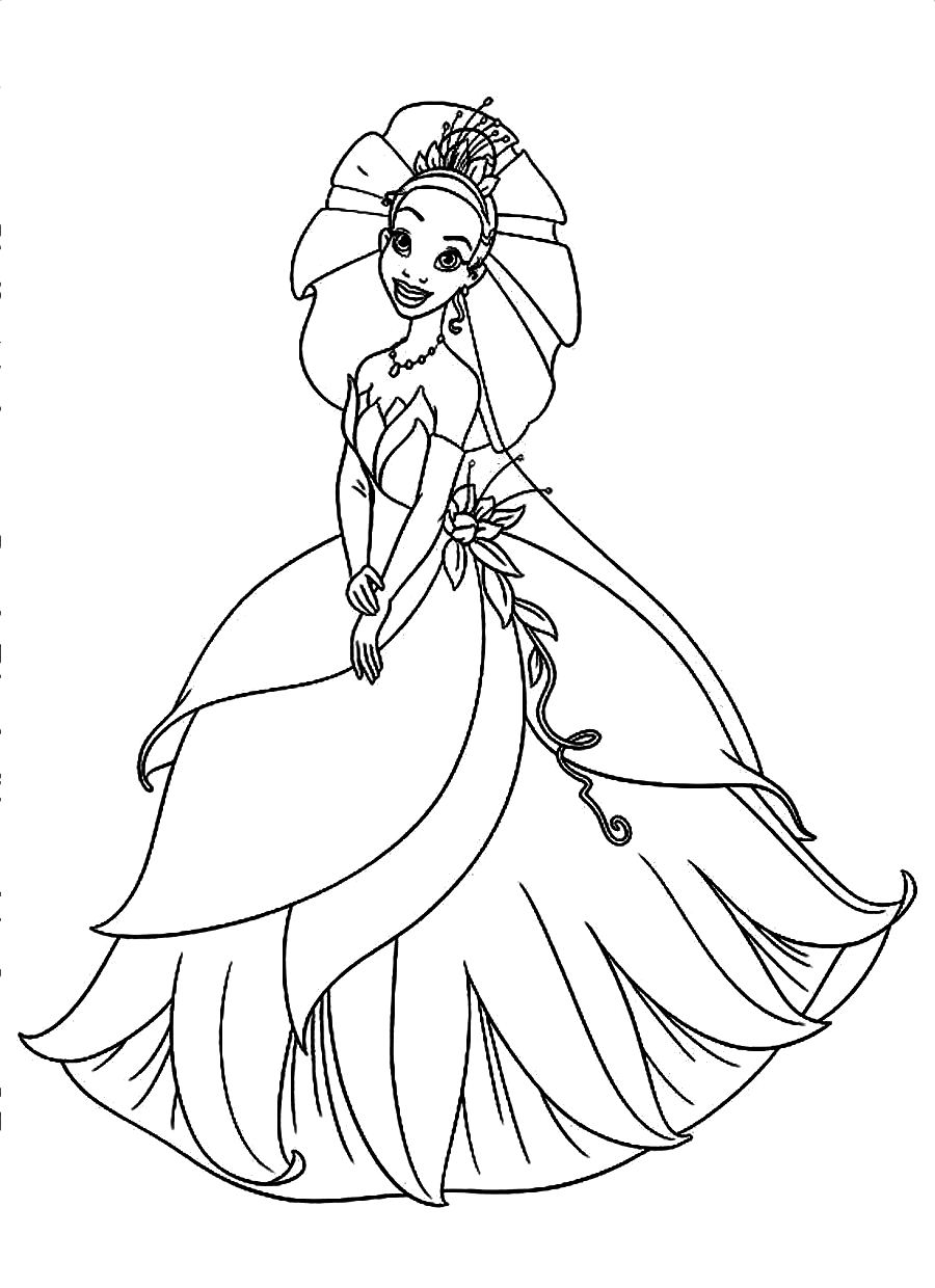 coloring disney frog tiana princess dress printable dresses weddings fairy visit