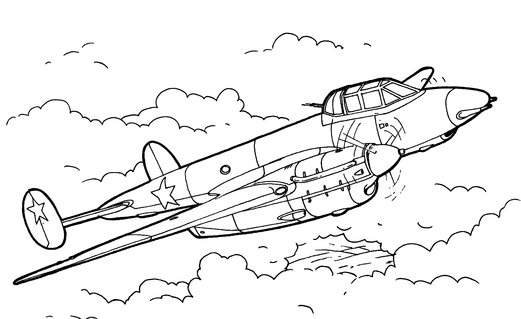 Ww2 Fighter Plane Coloring Pages Sketch Coloring Page