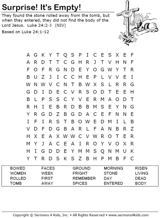 maze coloring empty word easter surprise its sermons4kids puzzle wordsearch pope francis quotes prayer children crafts bulletin crossword sermons worship