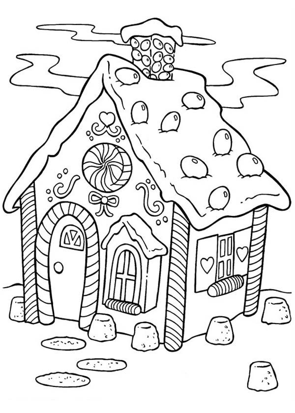Gingerbread house coloring pages to download and print for ...