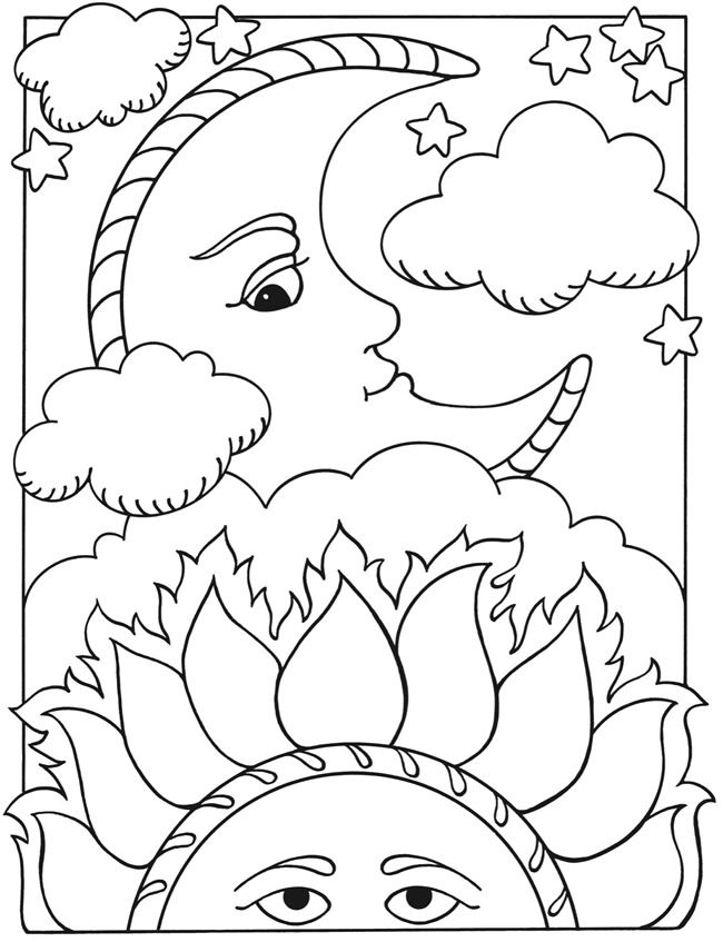 Sun and moon coloring pages to download and print for free