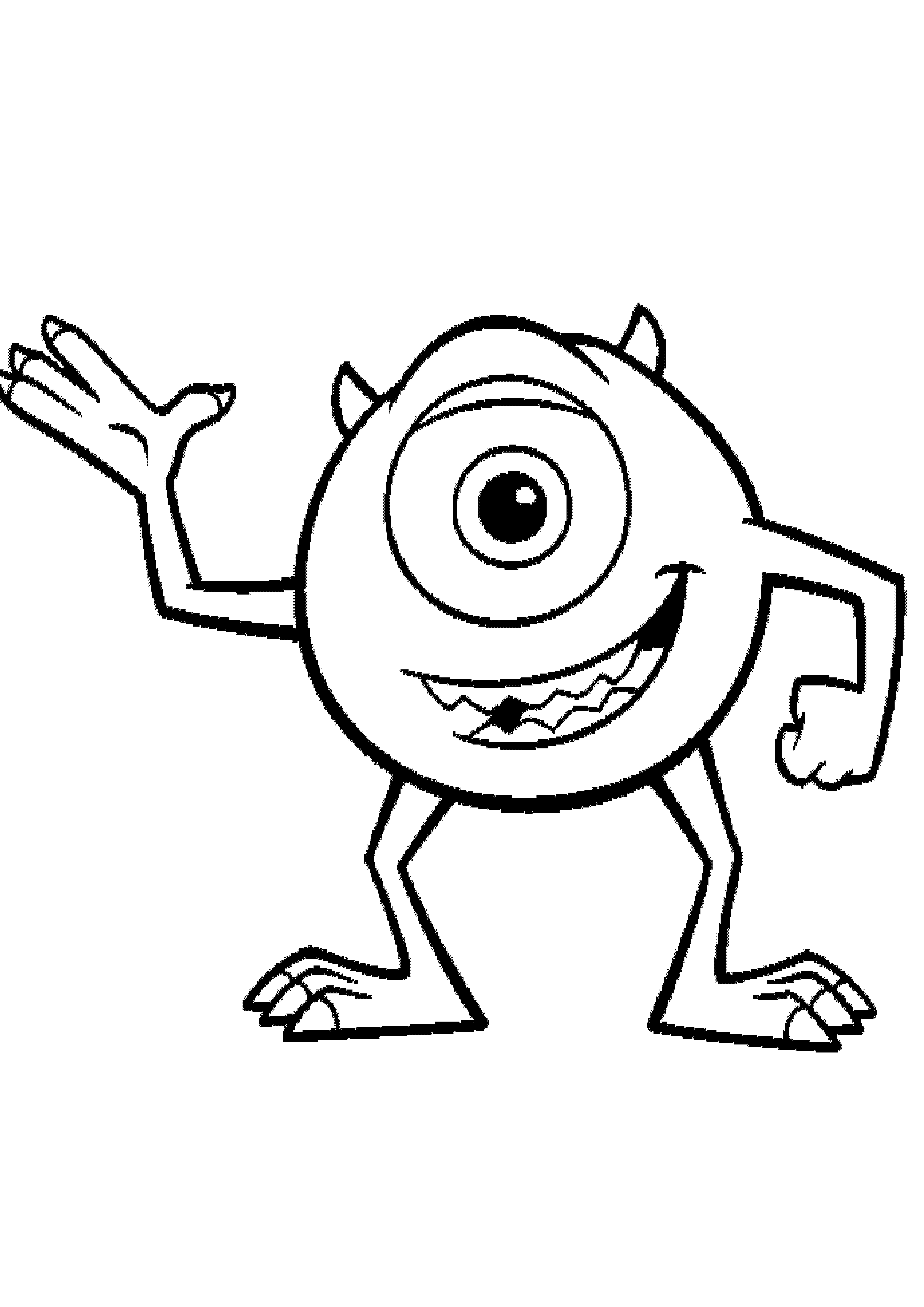 A coloring page featuring Sulley and Mike Wazowski from Monster Inc.