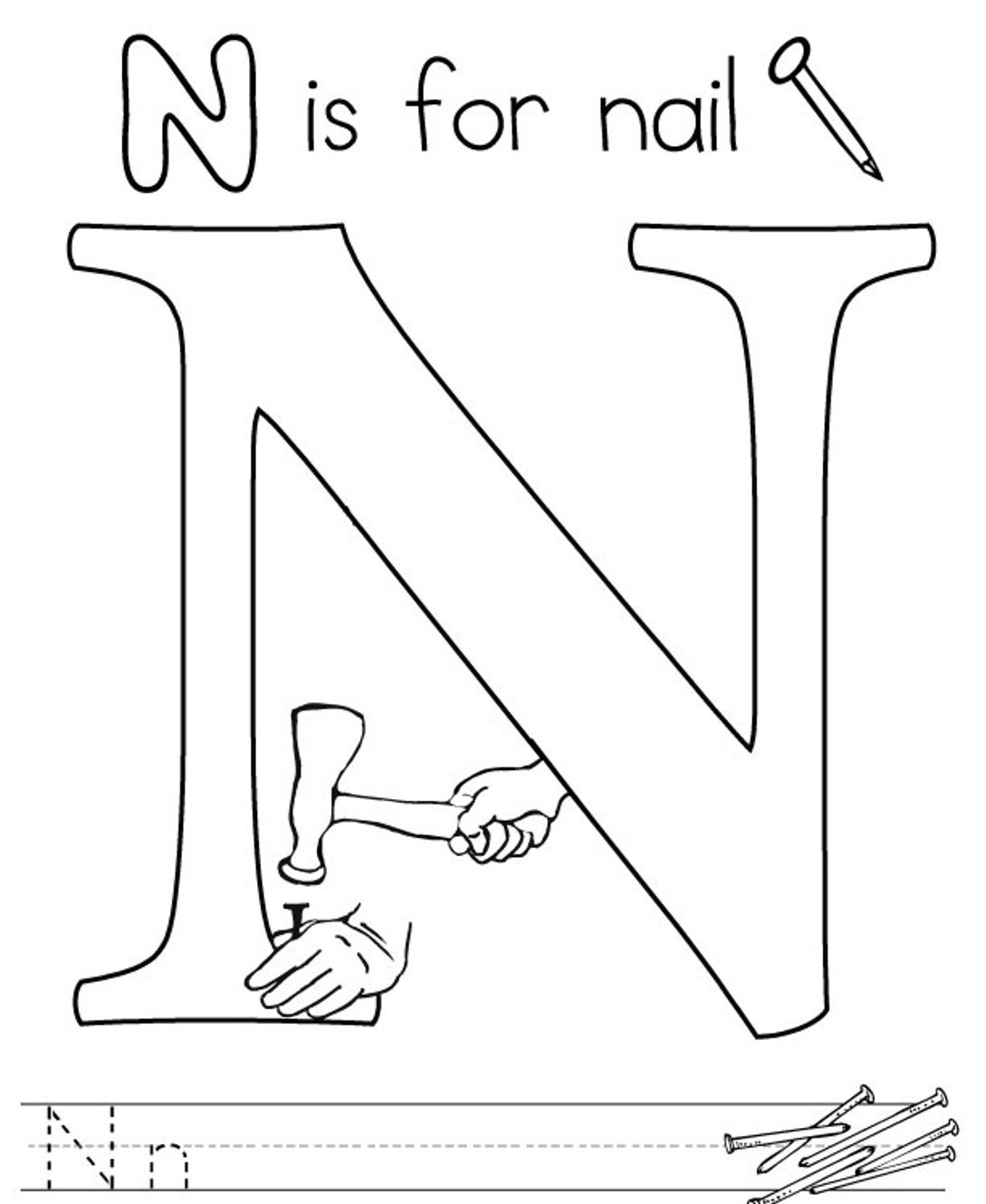 Letter N Coloring Pages Printable