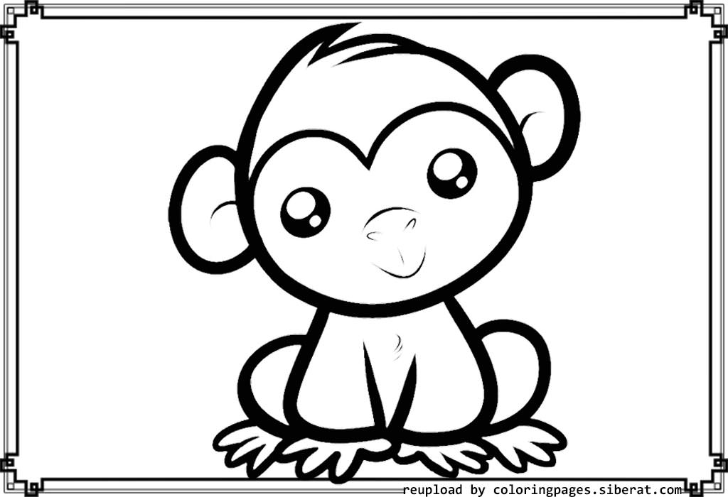 Baby monkey coloring pages to download and print for free