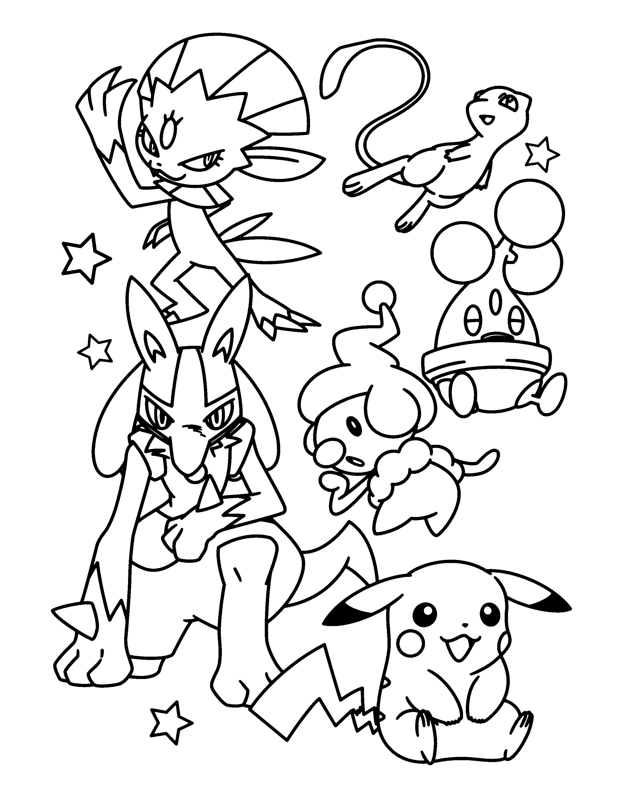 Lucario Pokemon Coloring Pages Riolu Printable Kids Colouring Color