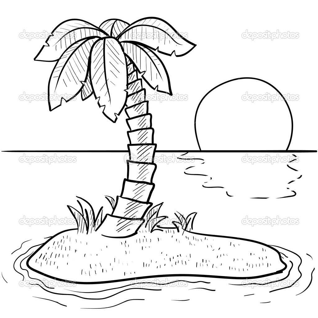 palm tree sunset coloring pages - photo #1