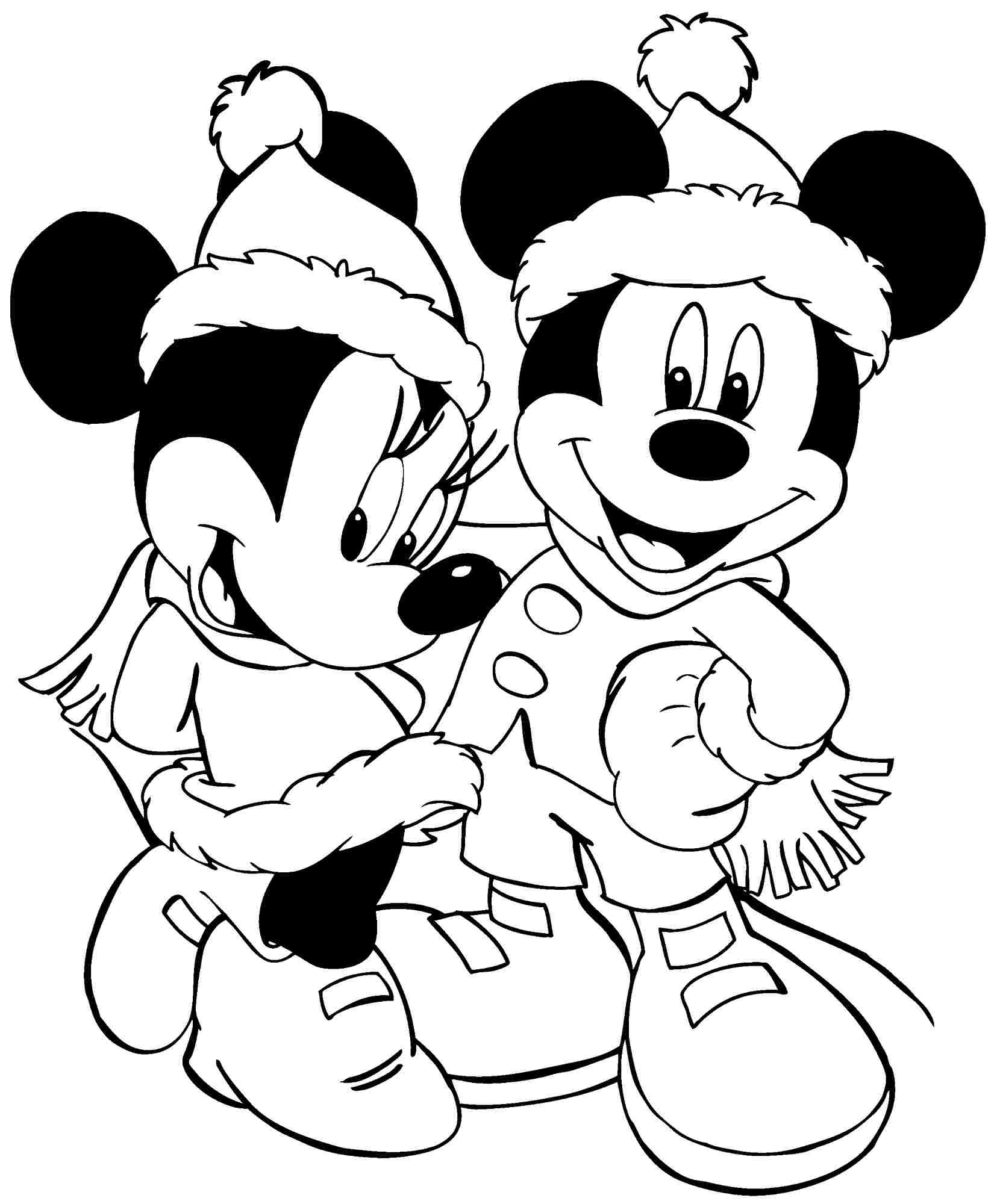 Mickey mouse christmas coloring pages to download and