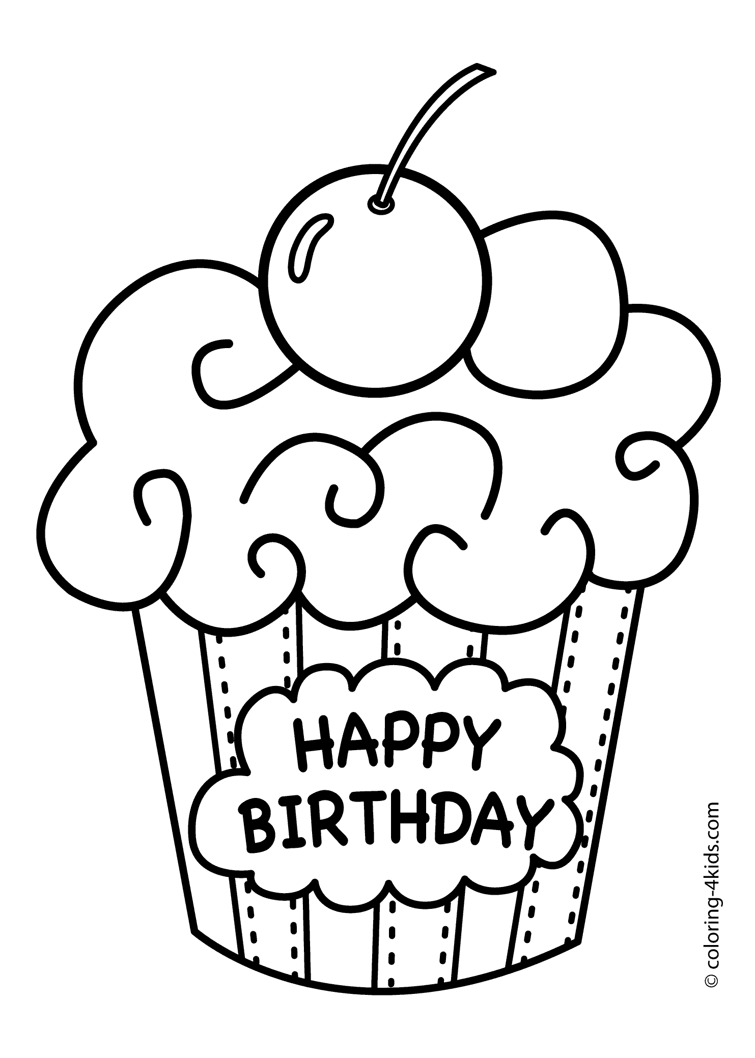 Cute Free Printable Birthday Coloring Pages with simple drawing