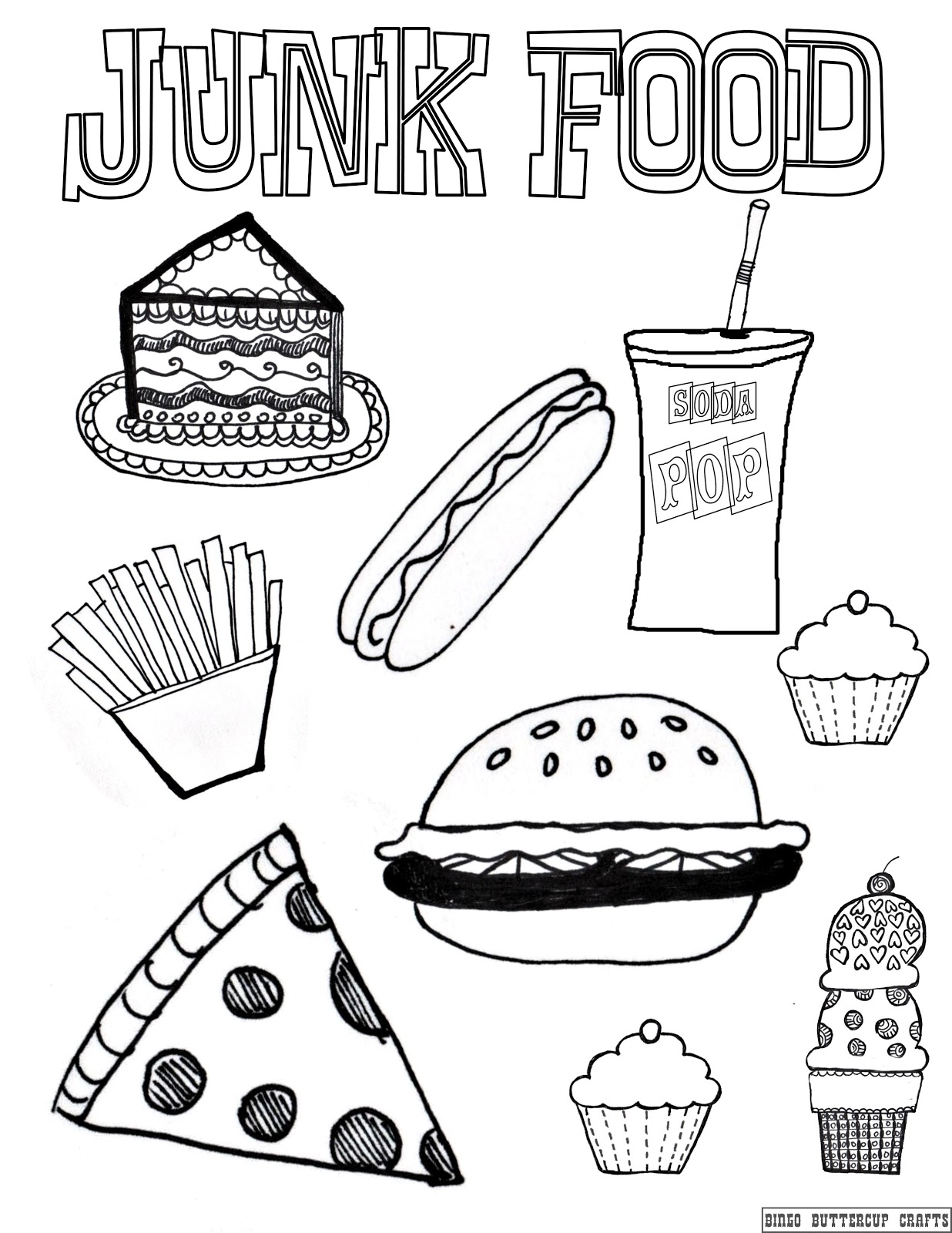 Healthy food coloring pages to download and print for free