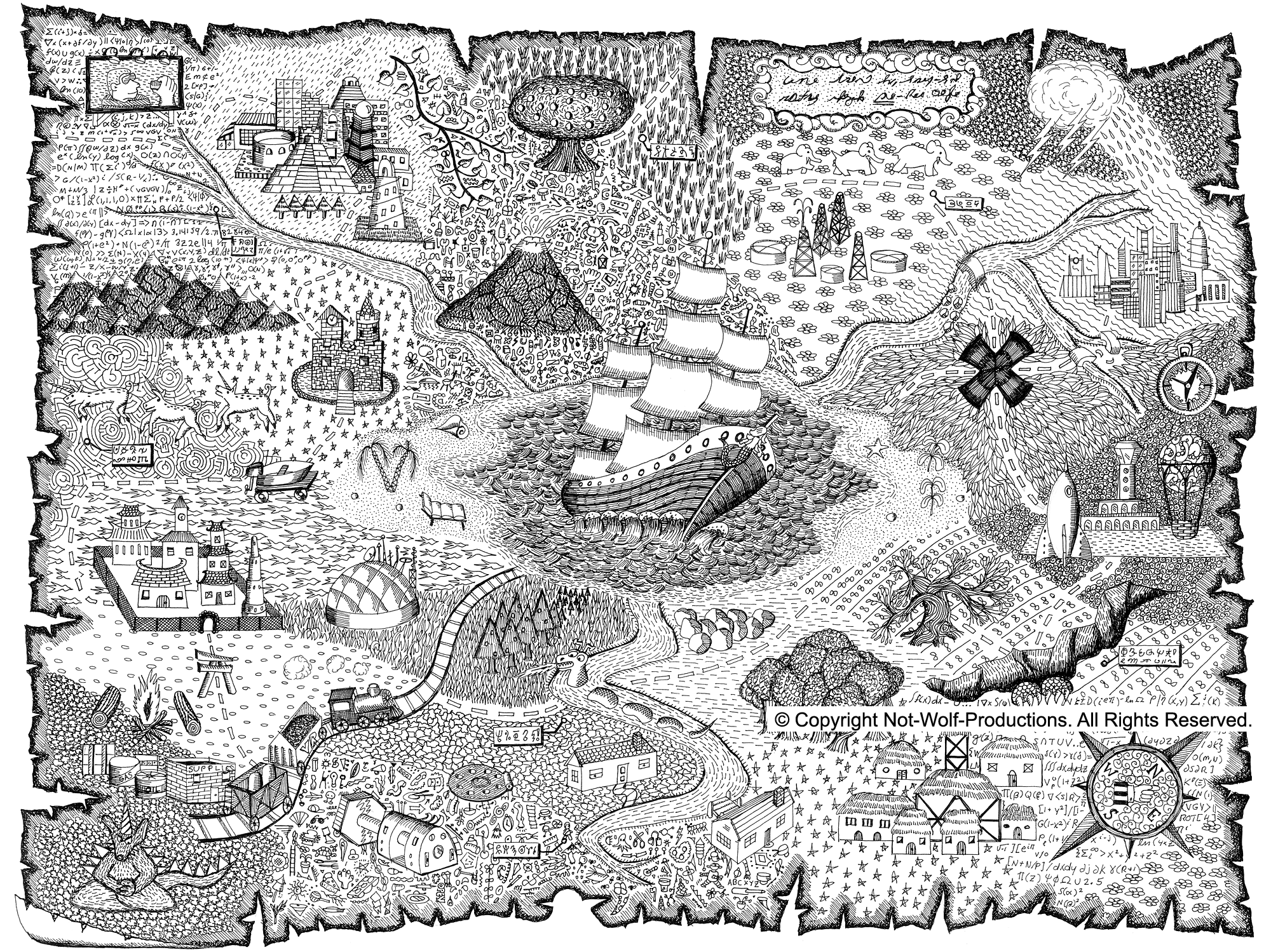 Treasure map coloring pages to download and print for free