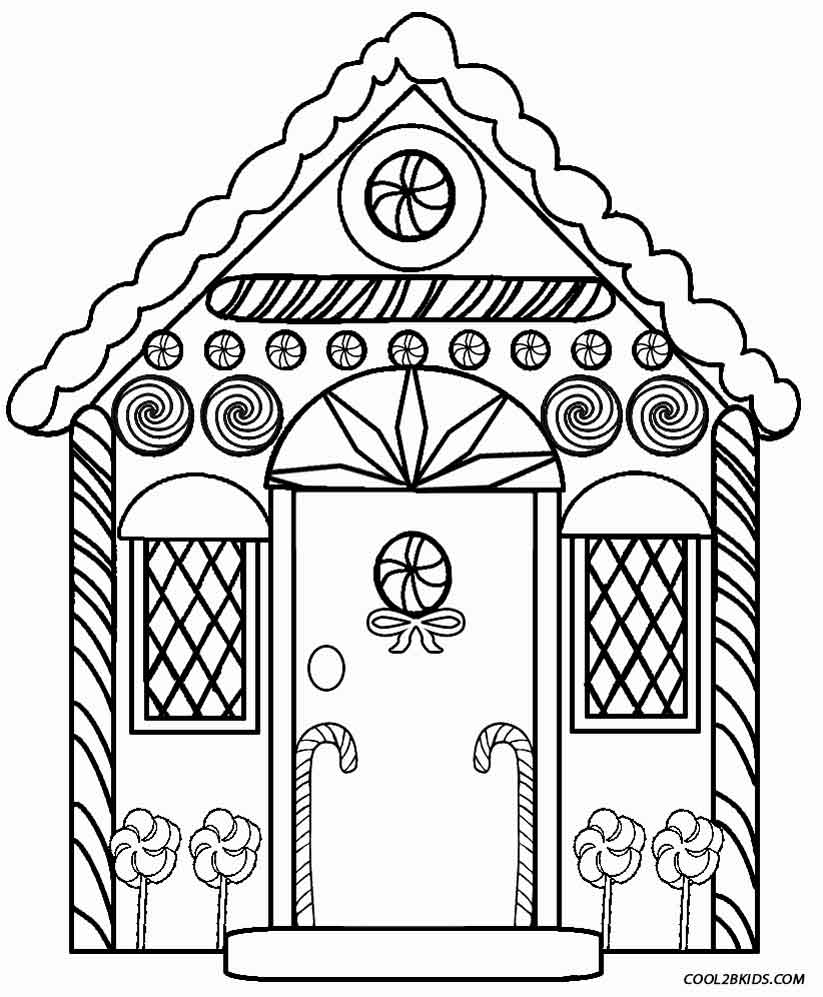 Gingerbread house coloring pages to download and print for