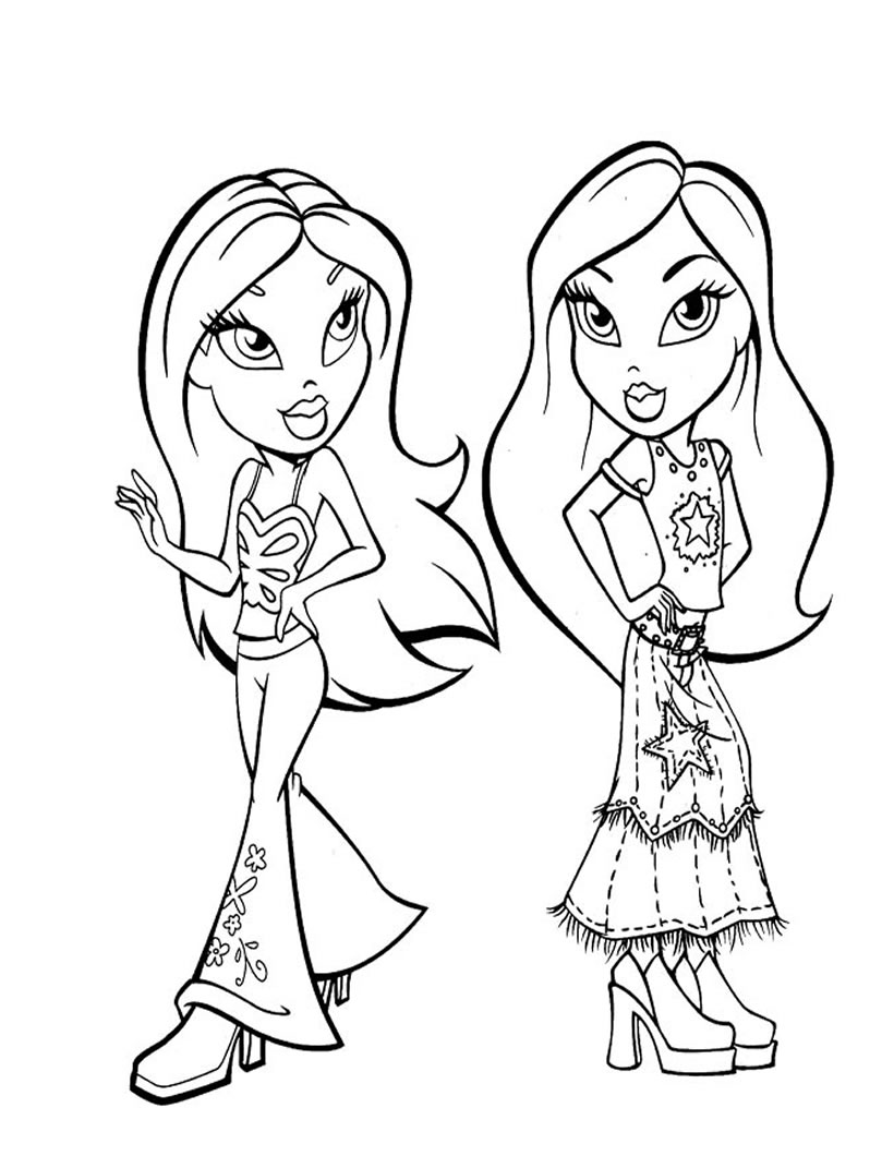 Bratz dolls coloring pages download and print for free