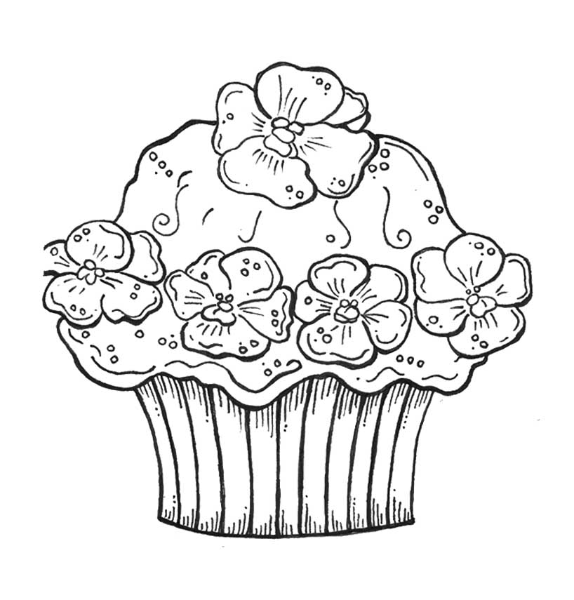 Birthday cupcake coloring pages download and print for free