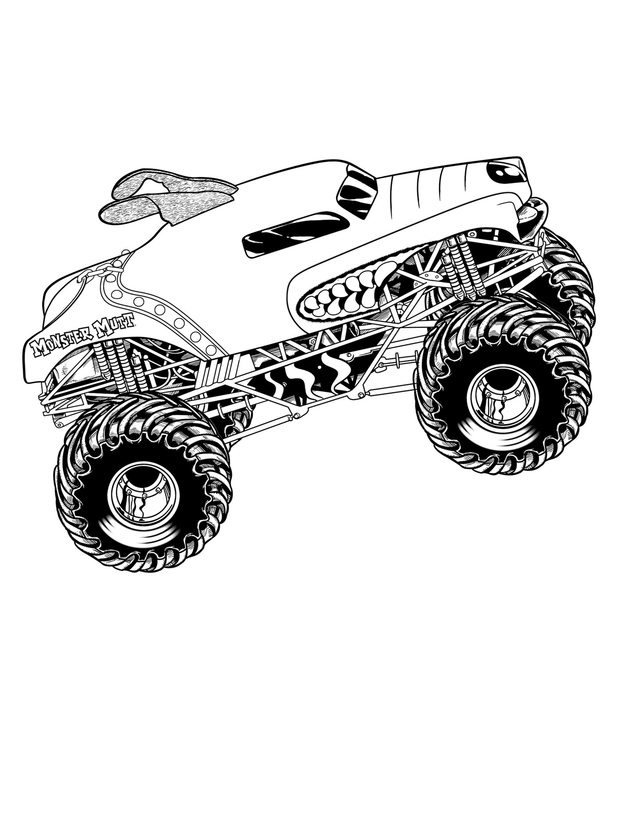 Cute Monster Car Coloring Pages for Adult