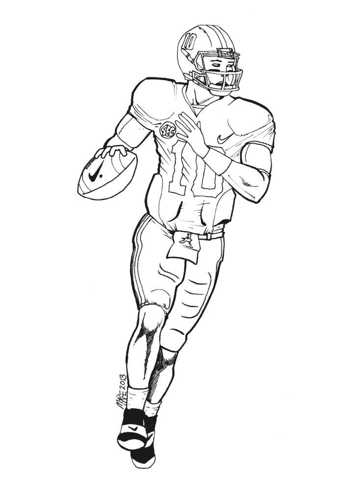Football player coloring pages to download and print for free