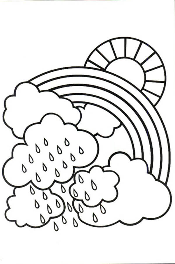 coloring rainy weather rainbow cloudy rain drawing colouring printable lovely bit paint flowers adults draw getdrawings popular poppy getcolorings coloringtop