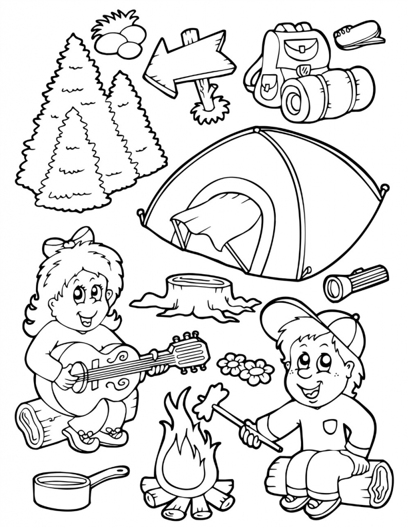 camping equipment coloring pages - photo #2