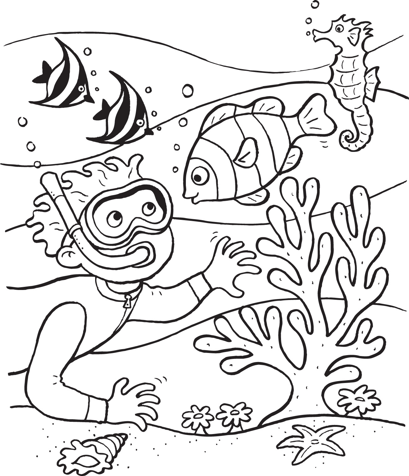 Underwater coloring pages to download and print for free