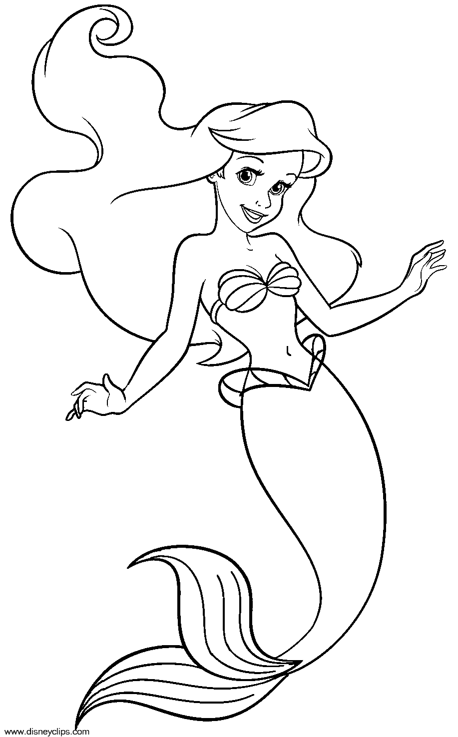 The Little Mermaid coloring page featuring Ariel